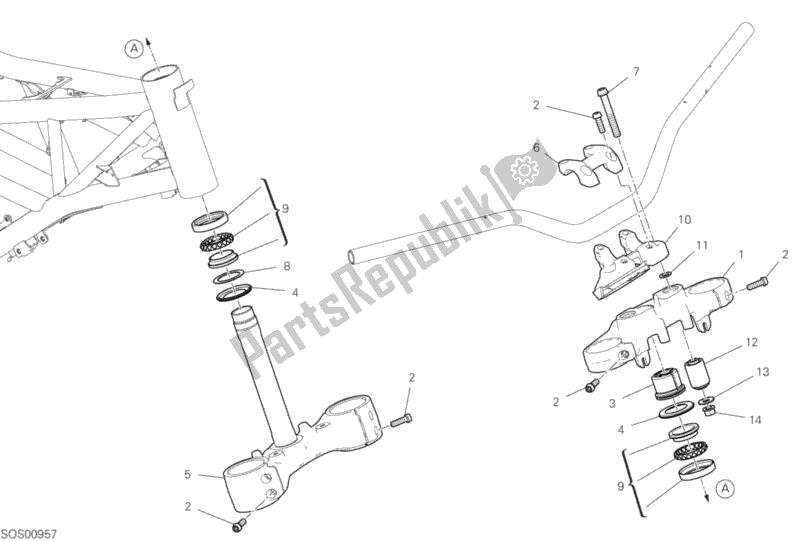 All parts for the Steering Assembly of the Ducati Scrambler Desert Sled Thailand USA 803 2020